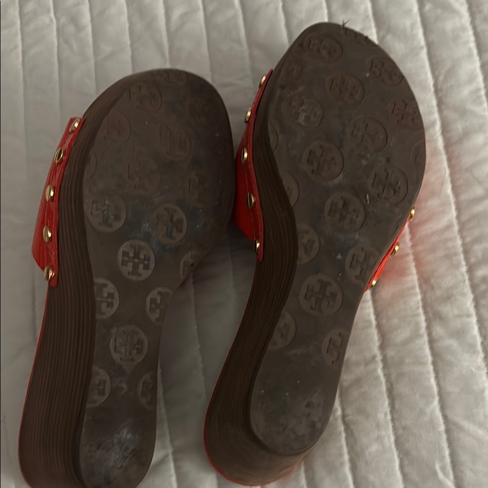 Tory Burch Vibrant Orange Slide Wedge - Picture 3 of 4